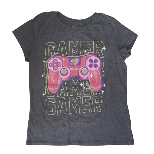 Kid's The Children's Place - Gray Gamer with pink controller T-shirt - Girl M - 7/8