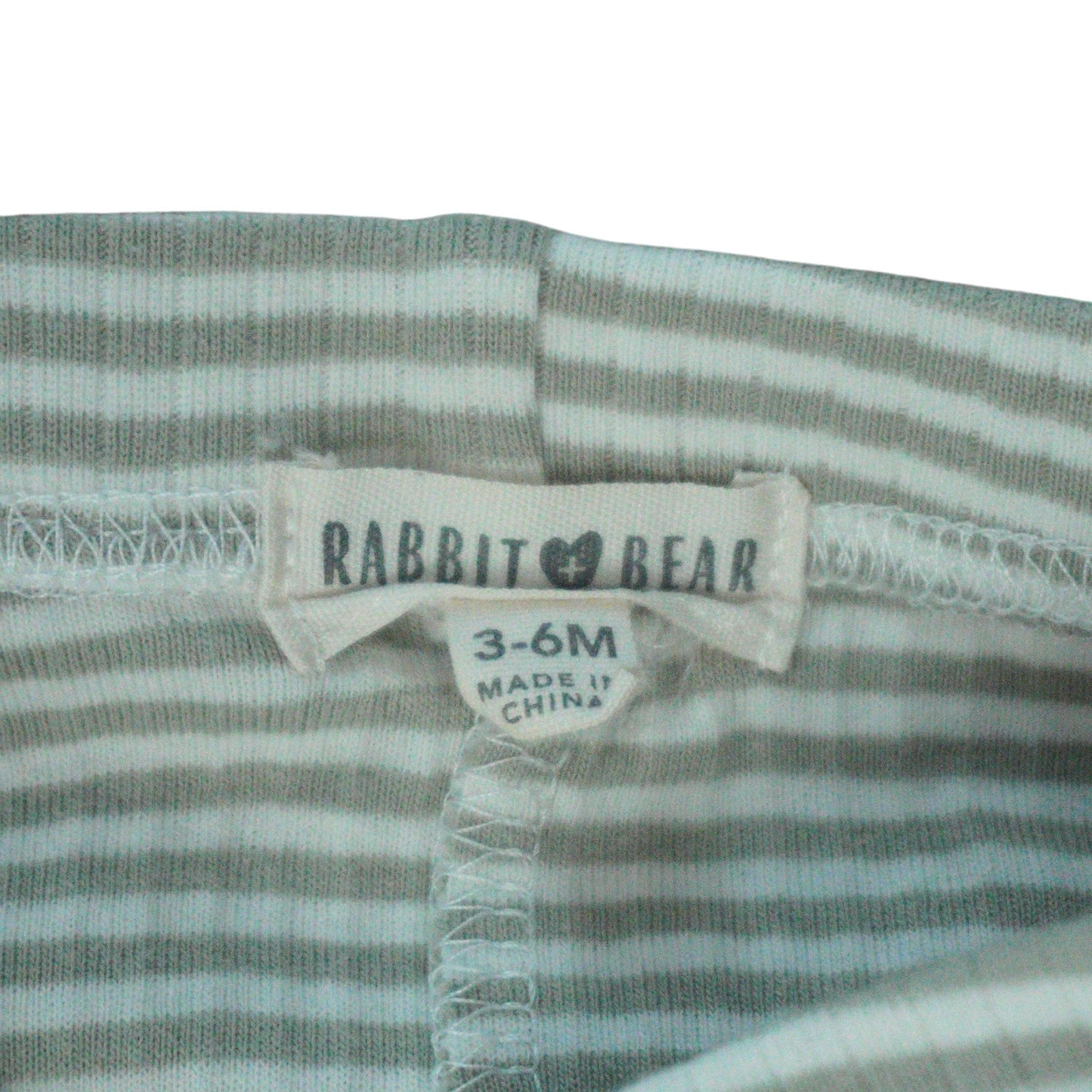 Baby Rabbit + Bear -  White and Green Stripes Pants - Boy 3-6m