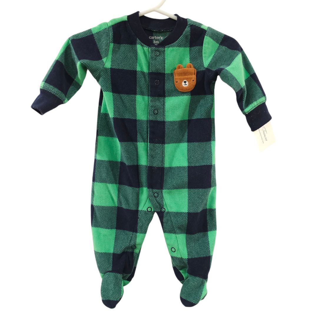 Carter's - Green Fleece Plaid Pajama, 3 m