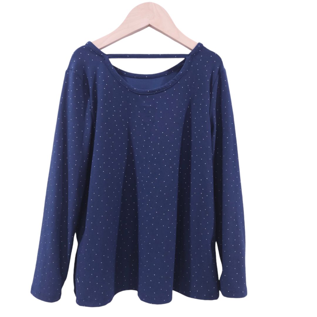 Wonder Nation - Blue Dotted Long Sleeve Blouse, 6/6X