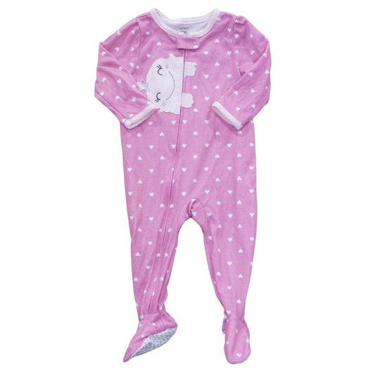 Pink Carter's Hearts Footed Pajama, 12 m