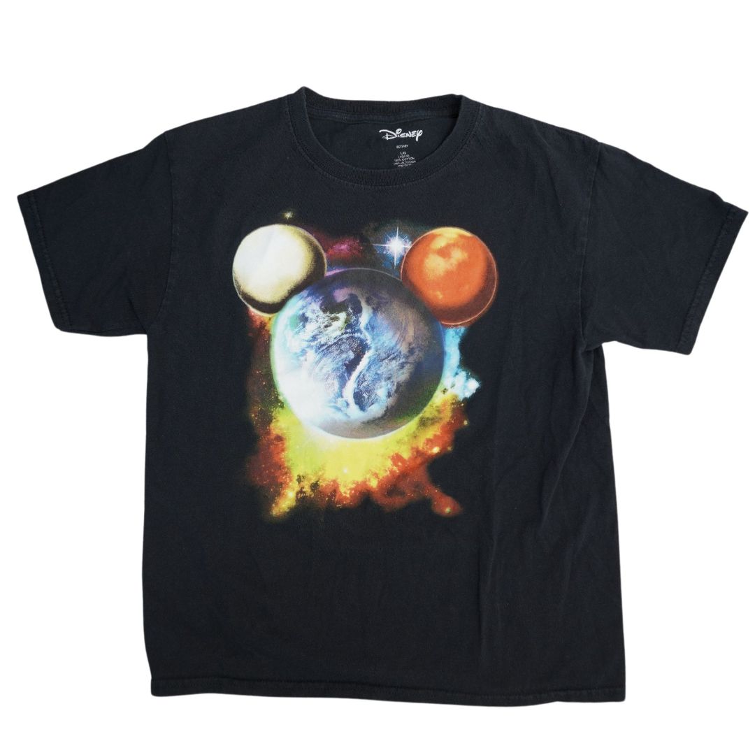 Kid's Black Disney Mickey Mouse Planets T-Shirt, Large