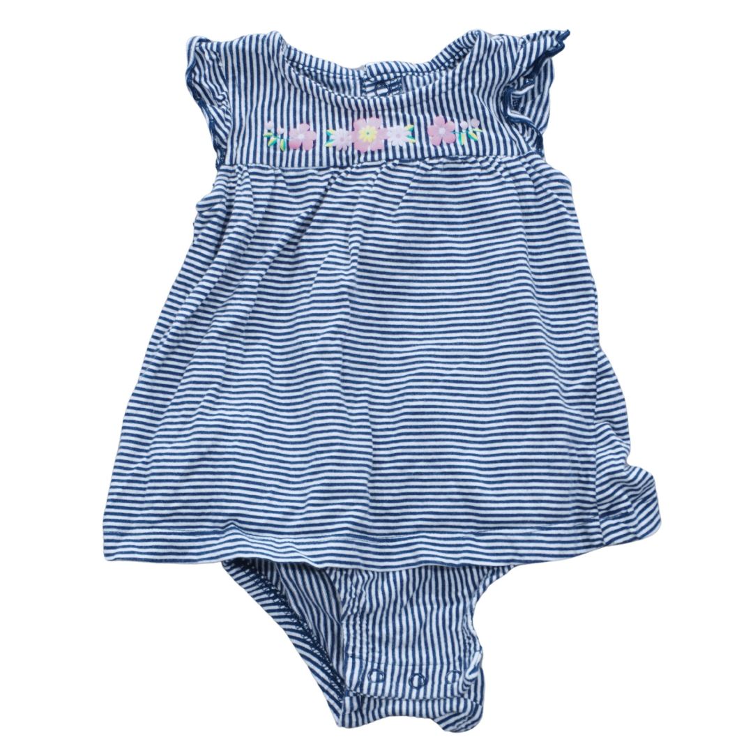 Blue Simple Joys One Piece Striped Dress, 12 m