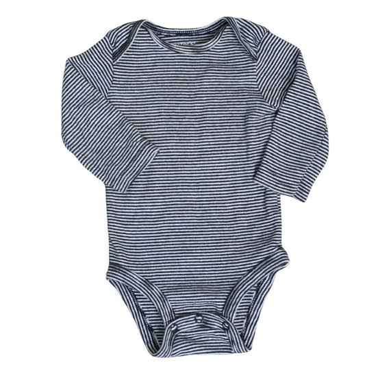 Baby Black Carter's Striped Long Sleeve Bodysuit, 3 m