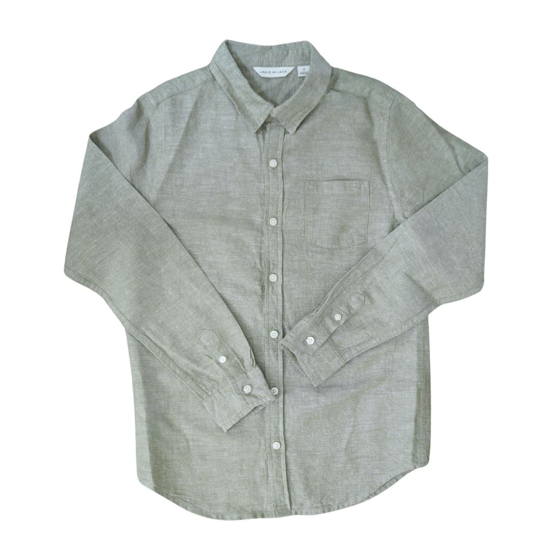 Camisa abotonada verde Janie and Jack para niños, 10