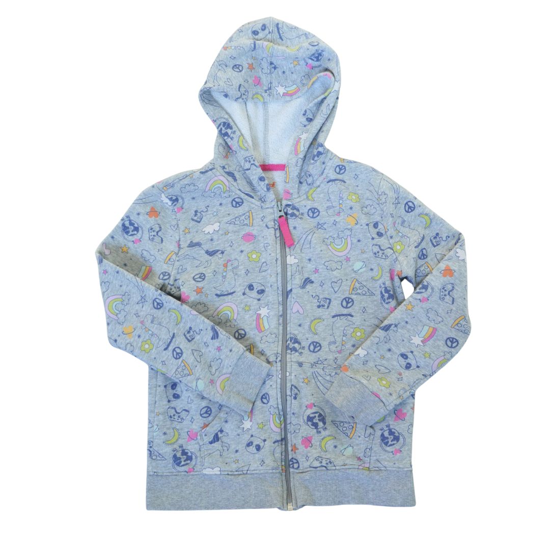 Chaqueta con cremallera para niños con dibujos de gato y Jack en color gris, 7/8