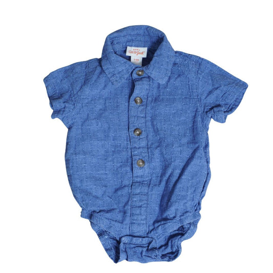 Baby Blue Cat & Jack Button up Shirt Bodysuit, 3-6 m