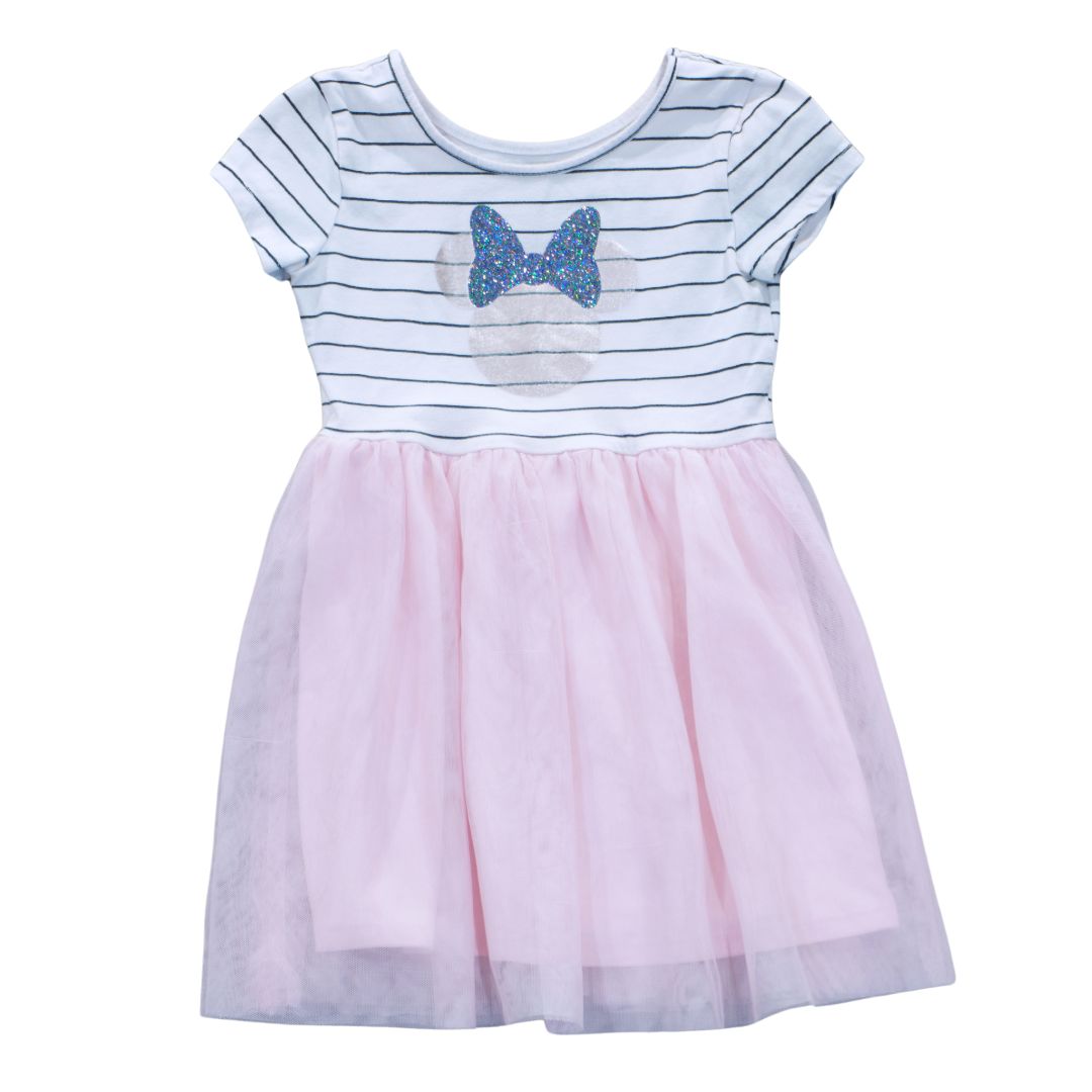 Vestido de tul de Minnie Mouse de Disney con frijoles saltarines en color rosa y blanco para niñas pequeñas, 5T