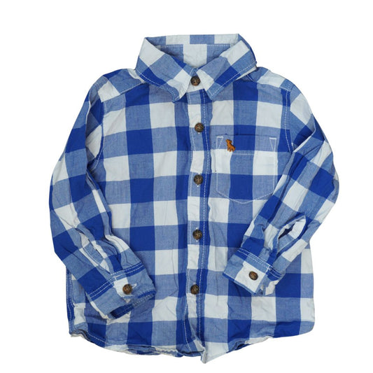 Baby White and Blue Carter's Plaid Button-up Shirt, 12 m