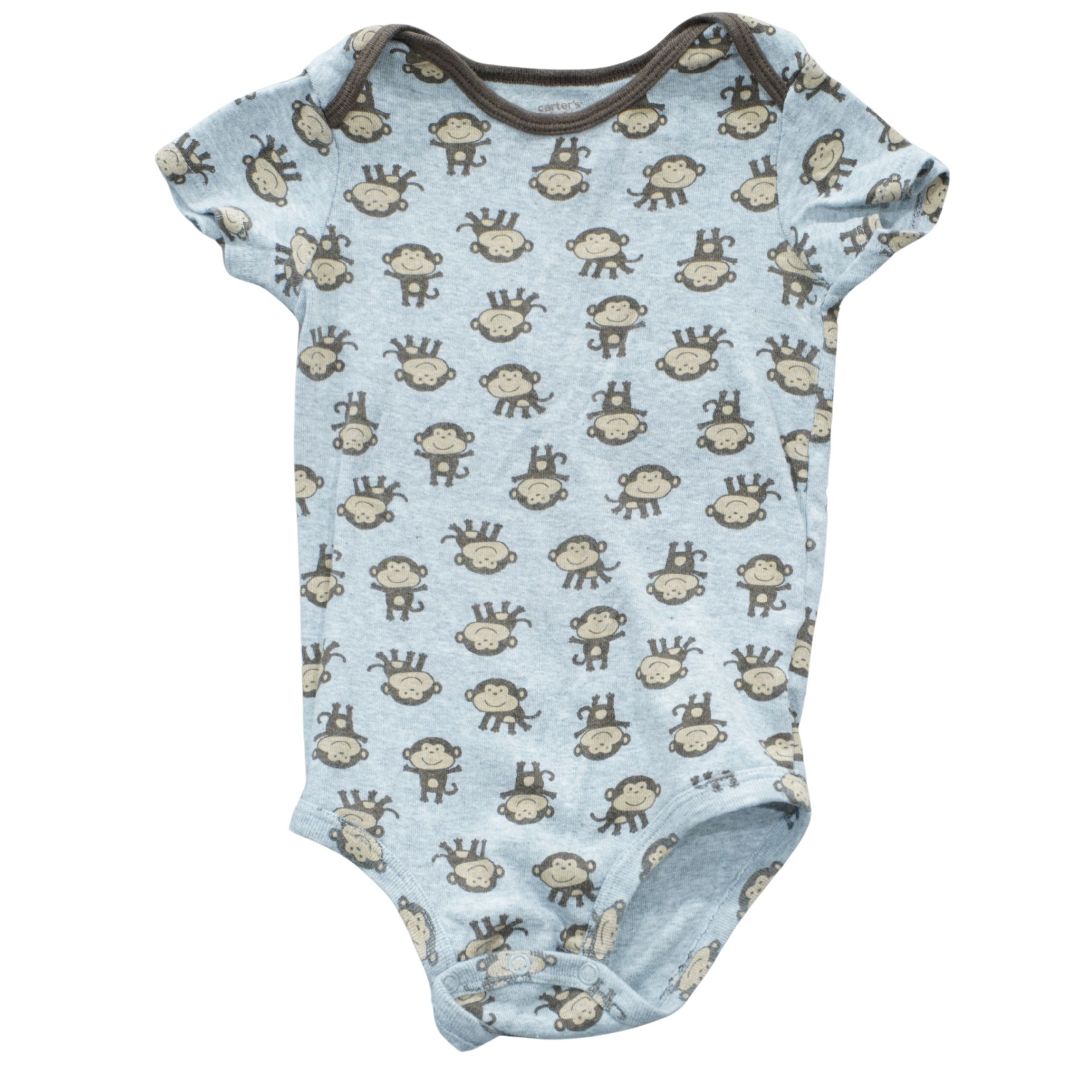 Toddler Gray Carter's Monkeys Bodysuit, 24 m