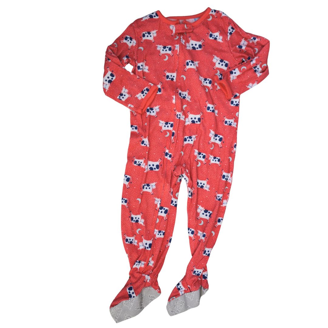 Toddler Pink Carter's Cows Footed Pajama, 2T