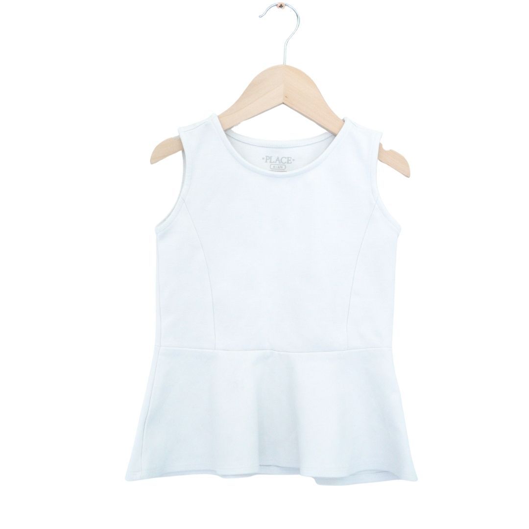 Blusa peplum para niña de The Children's Place, color blanco, talla 5/6