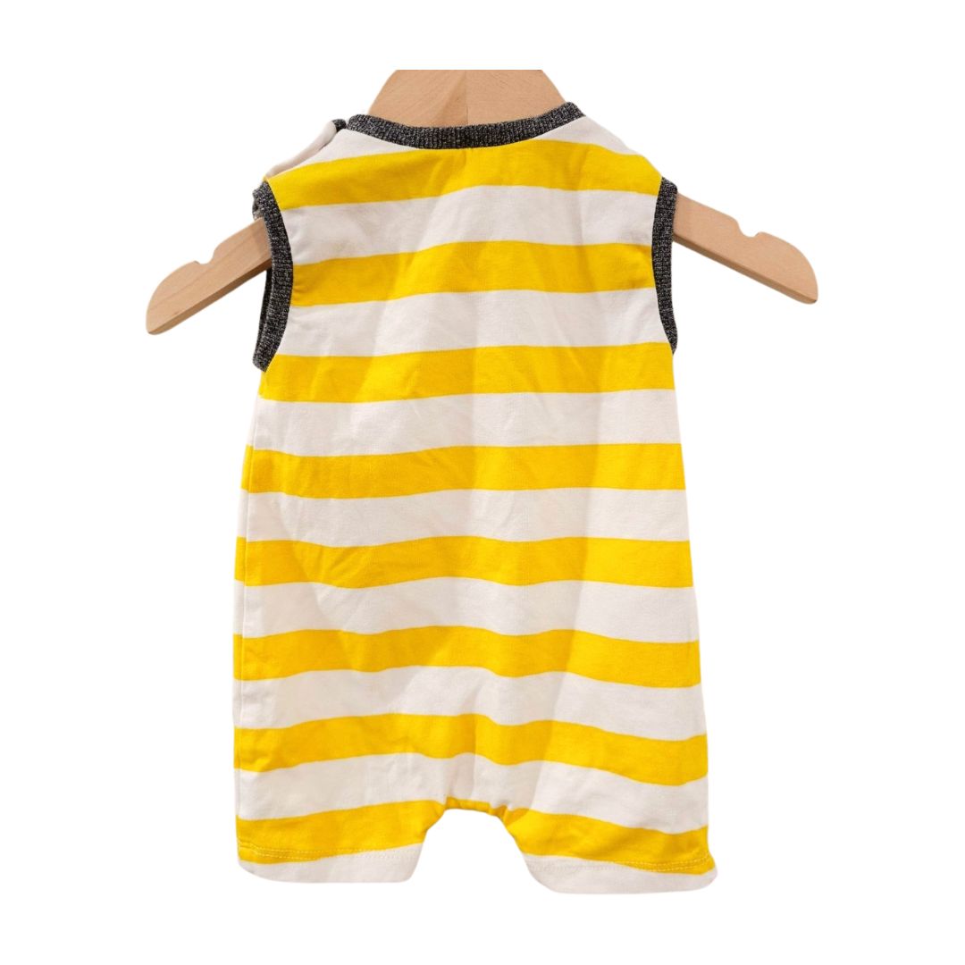 Mayoral - Yelllow Striped Puppy Tank Top Romper, 0-3 m