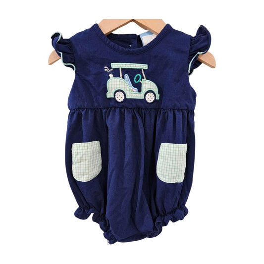 Three Sisters - Blue Golf Cart Romper, 12 m