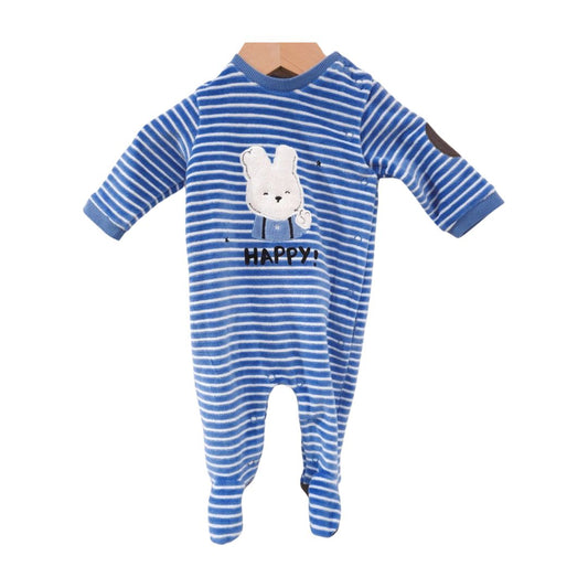 Mayoral - Blue Striped Footed Pajama with Matching Bib, Newborn