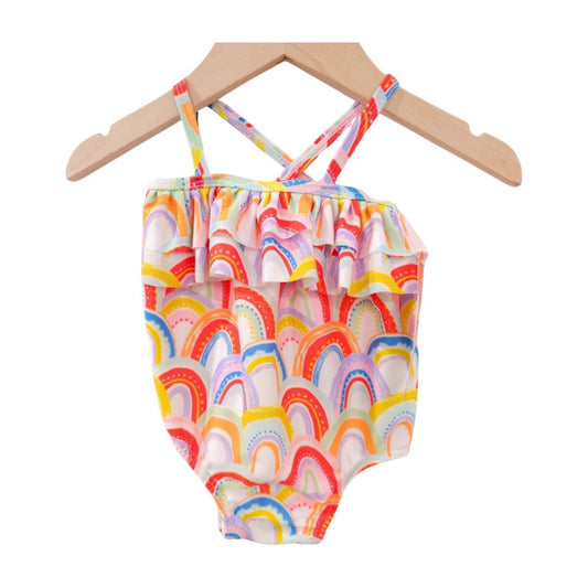 Wonder Nation - White One Piece Rainbows Swimsuit, 0-3 m