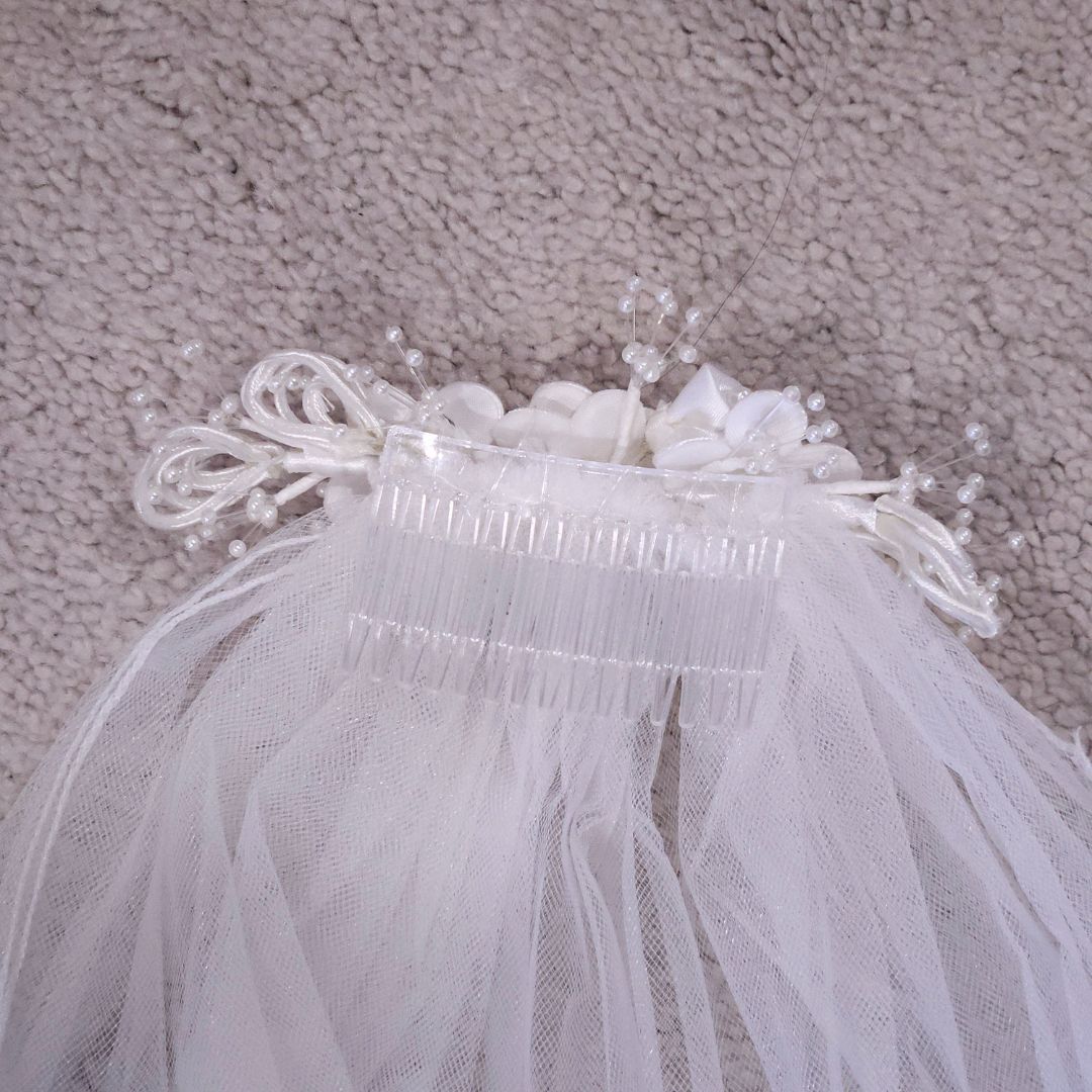 Rare Editions - White 2 Piece Christening Dress and Headpiece Veil, 7