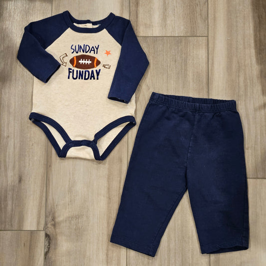 Baby Essentials - Blue Sunday Funday Football Bodysuit and Pants Set - Boy 6m