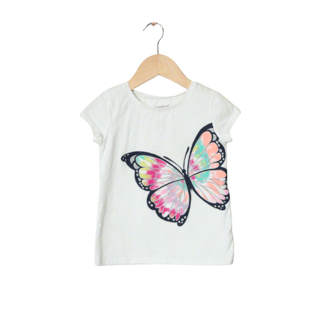 White Jumping Beans Colorful Butterfly T-Shirt, 5