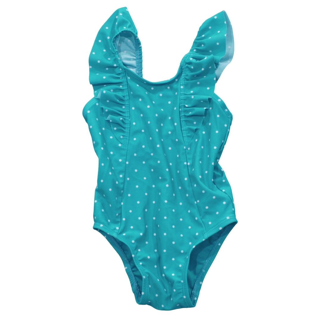 Blue Old Navy Polka-dot Ruffled One Piece Swimsuit, 18-24 m