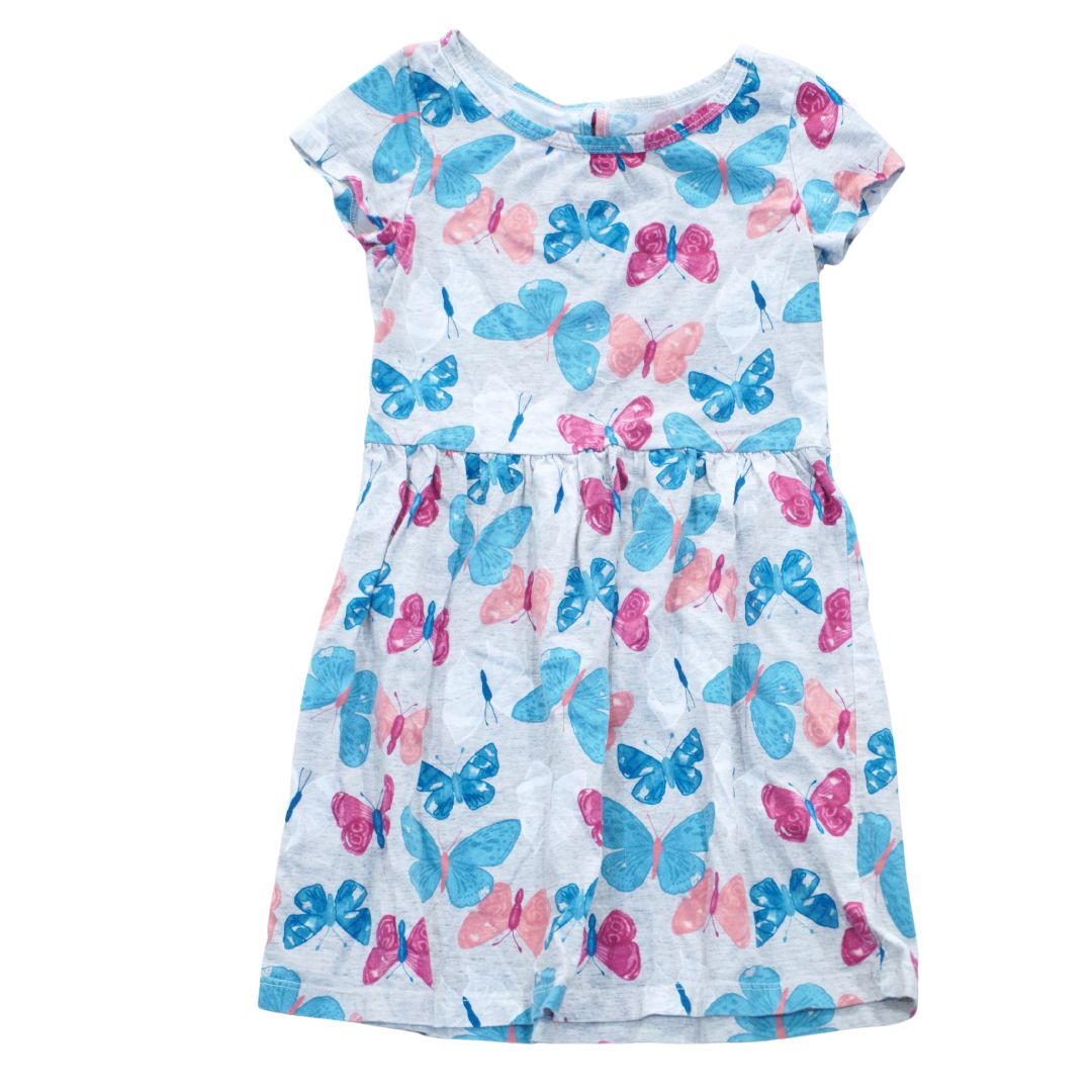 Toddler Gray and Pink Carter's Kid Butterfly Dress, 5