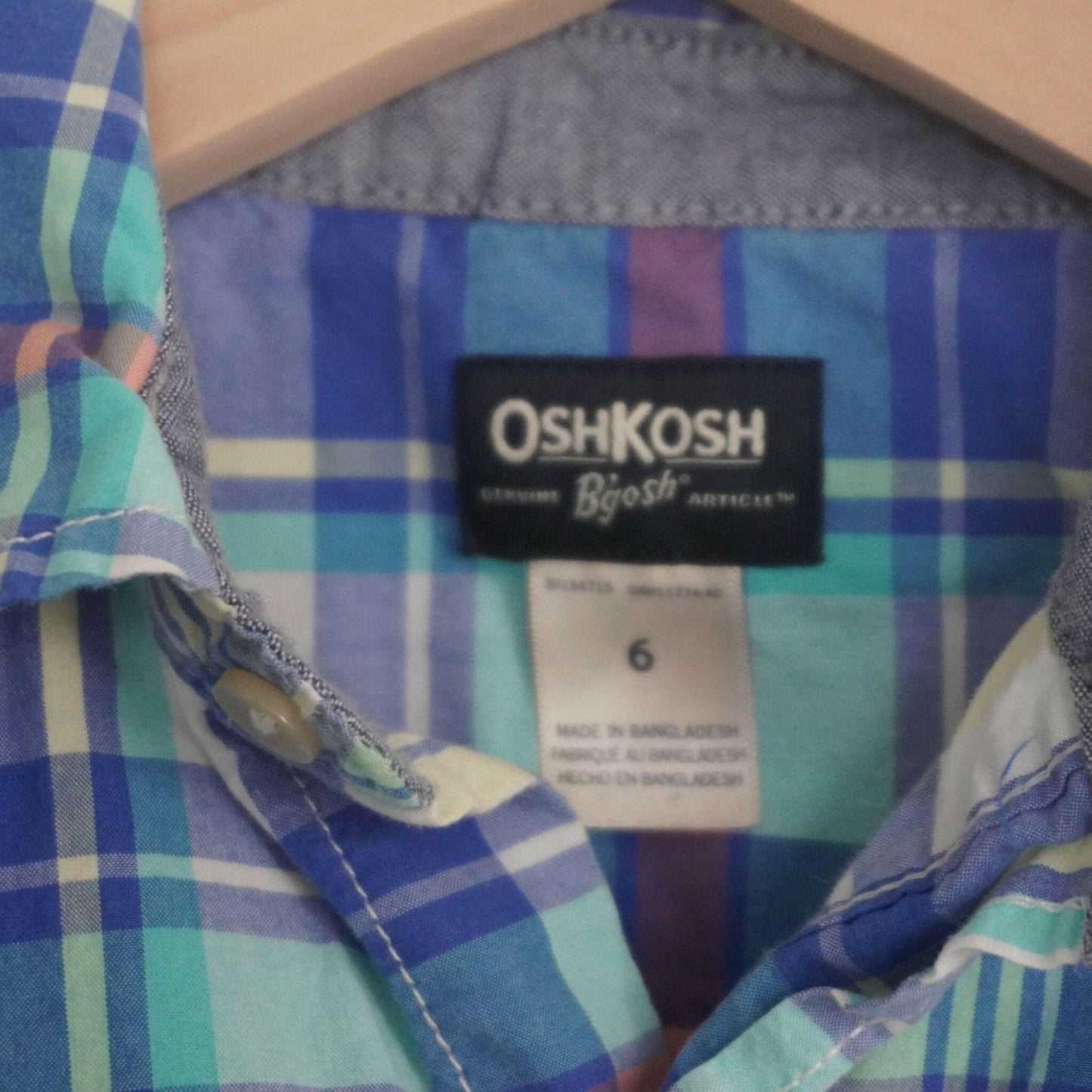 Kid's Oshkosh - Blue plaid - Button up Long Sleeve - Boy 6