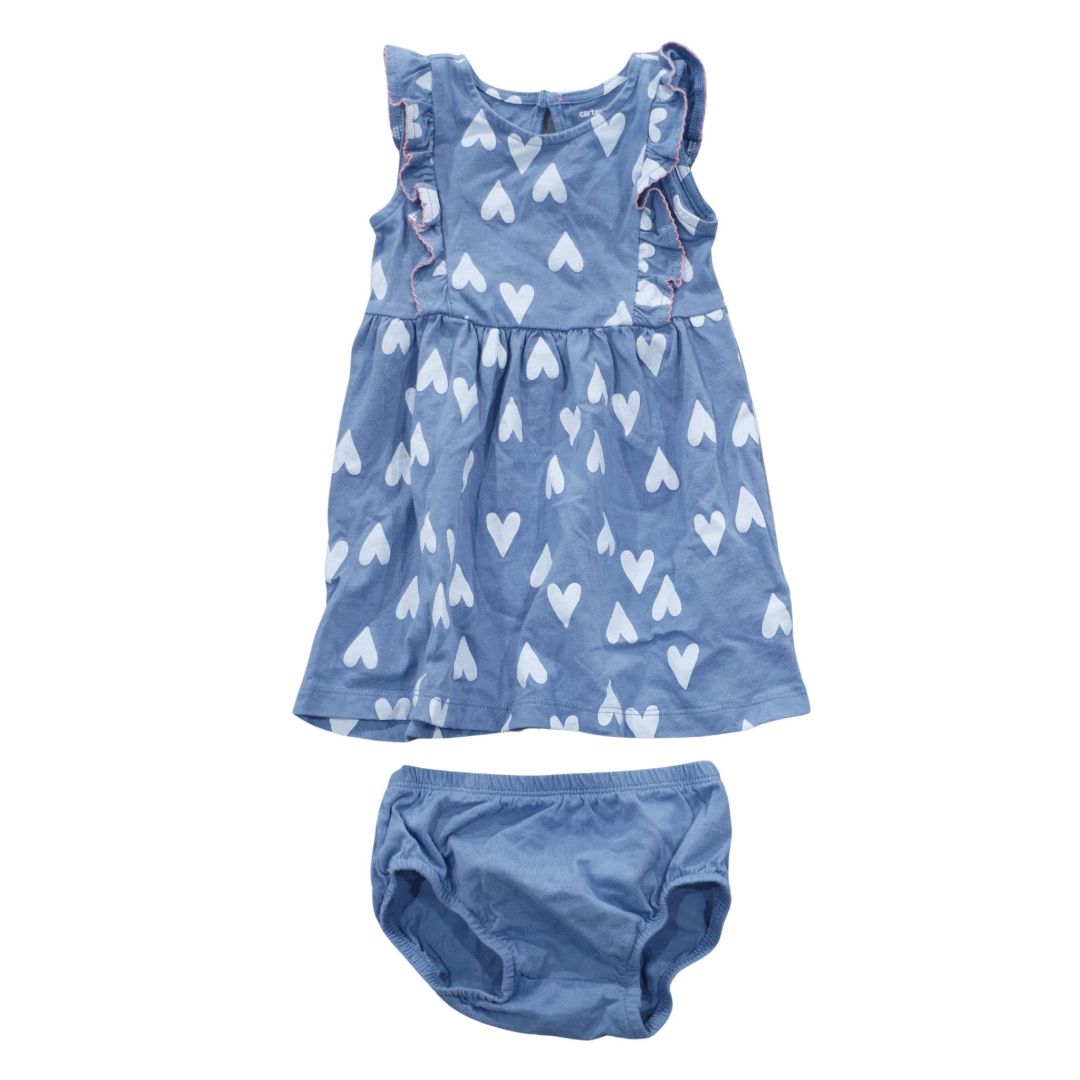 Blue Carter's Heart Chambray Dress, 12 m