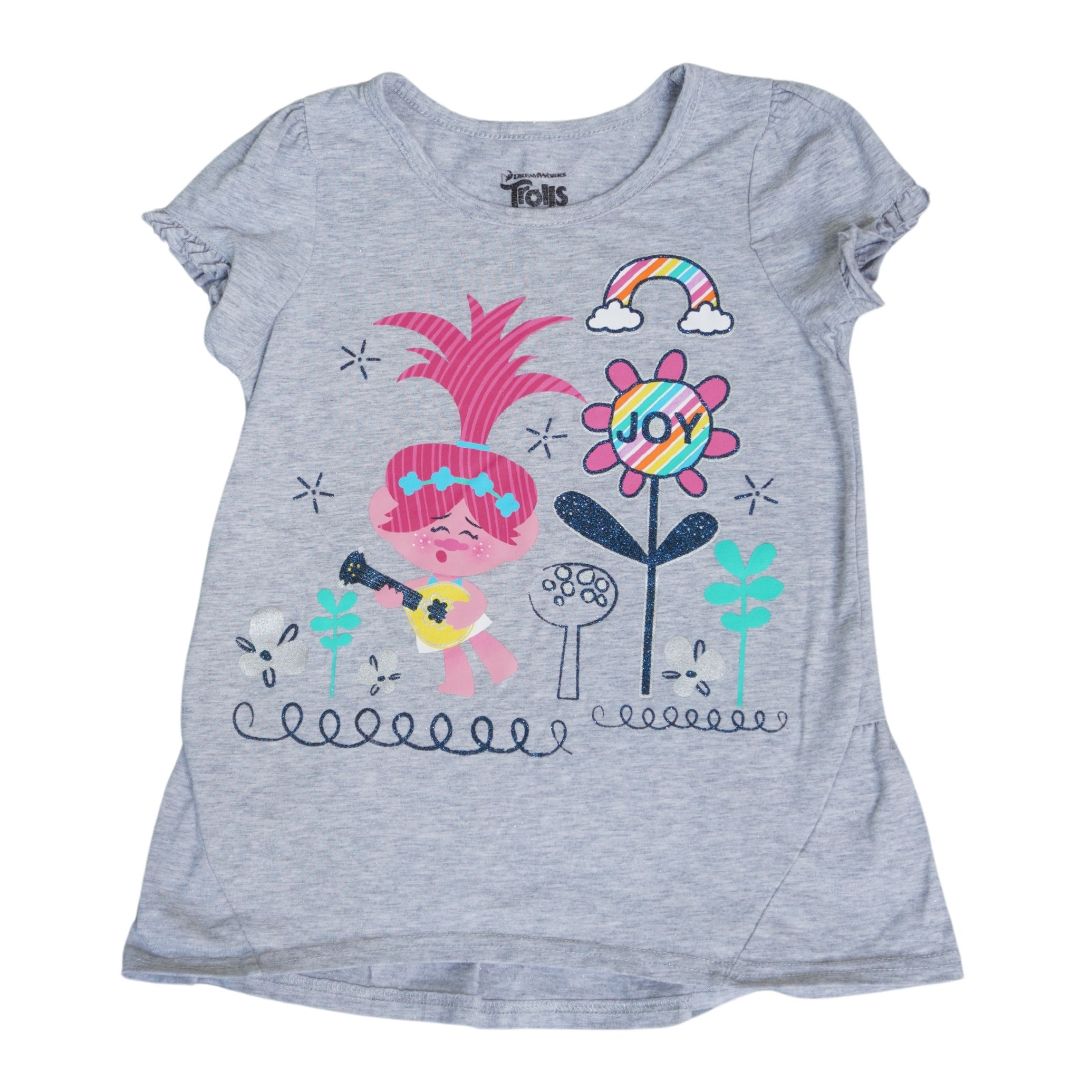 Camiseta infantil gris Dreamworks Trolls, talla 5