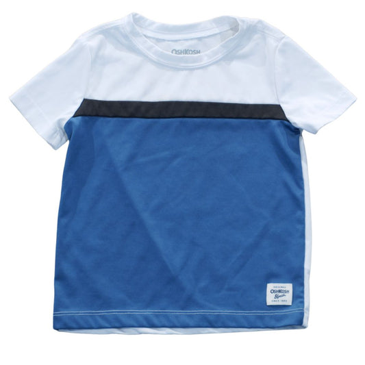 Camisa deportiva OshKosh B'gosh blanca y azul para niños pequeños, 3T