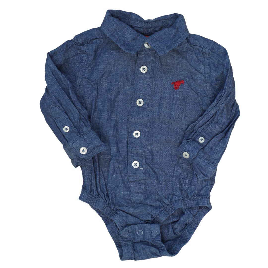 Baby Blue Wrangler Button up Shirt Bodysuit, 12 m