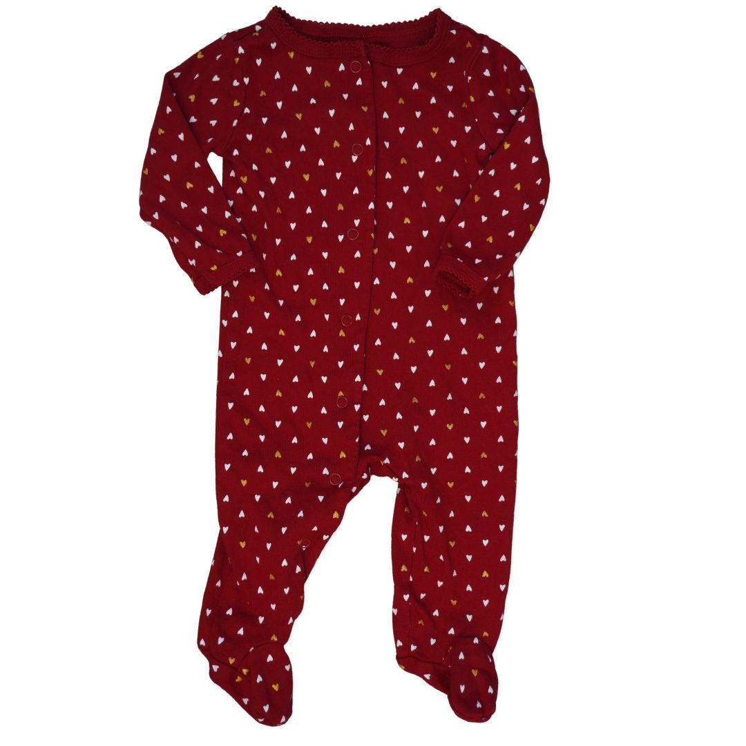 Pijama con pies a presión Baby Red Carter's Hearts, 6 m