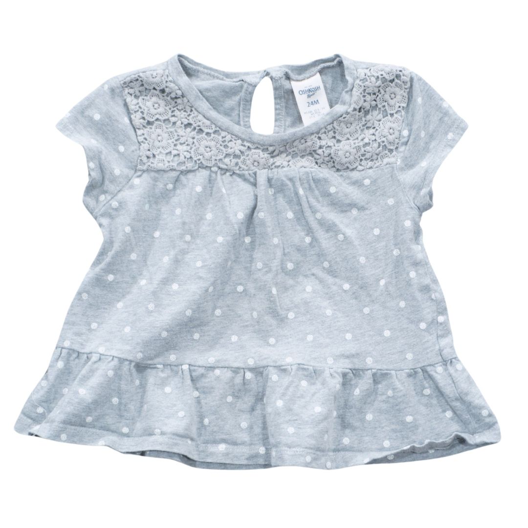 Túnica de encaje B'gosh OshKosh gris para niñas pequeñas, 24 m