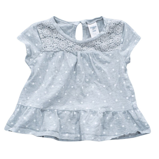 Túnica de encaje B'gosh OshKosh gris para niñas pequeñas, 24 m