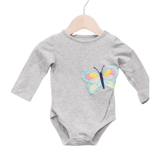 Gray Carter's Butterfly Long Sleeve Bodysuit, 9 m