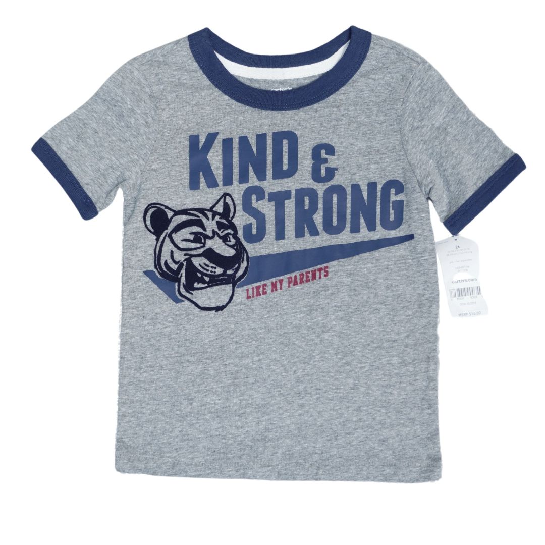 Camiseta Carter's Kind and Strong para niños pequeños, 2T, color gris