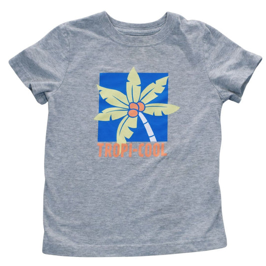 Camiseta tropical Okie Dokie gris para niños pequeños, 3T