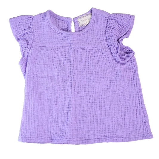 Top morado con mangas abullonadas para niños