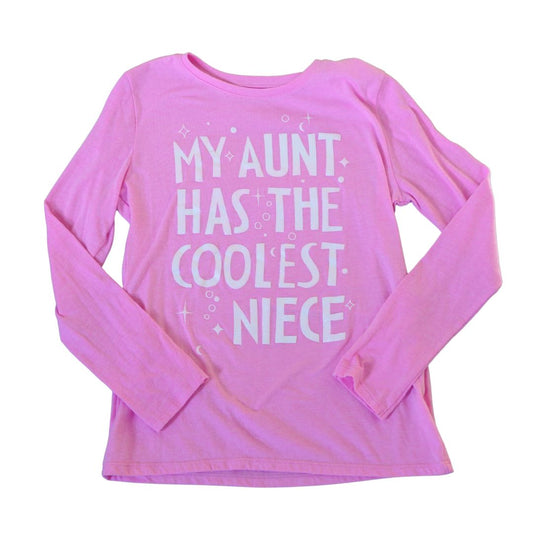 Kid's Pink "My Aunt has the coolest niece" Long Sleeve T-Shirt, 10/12