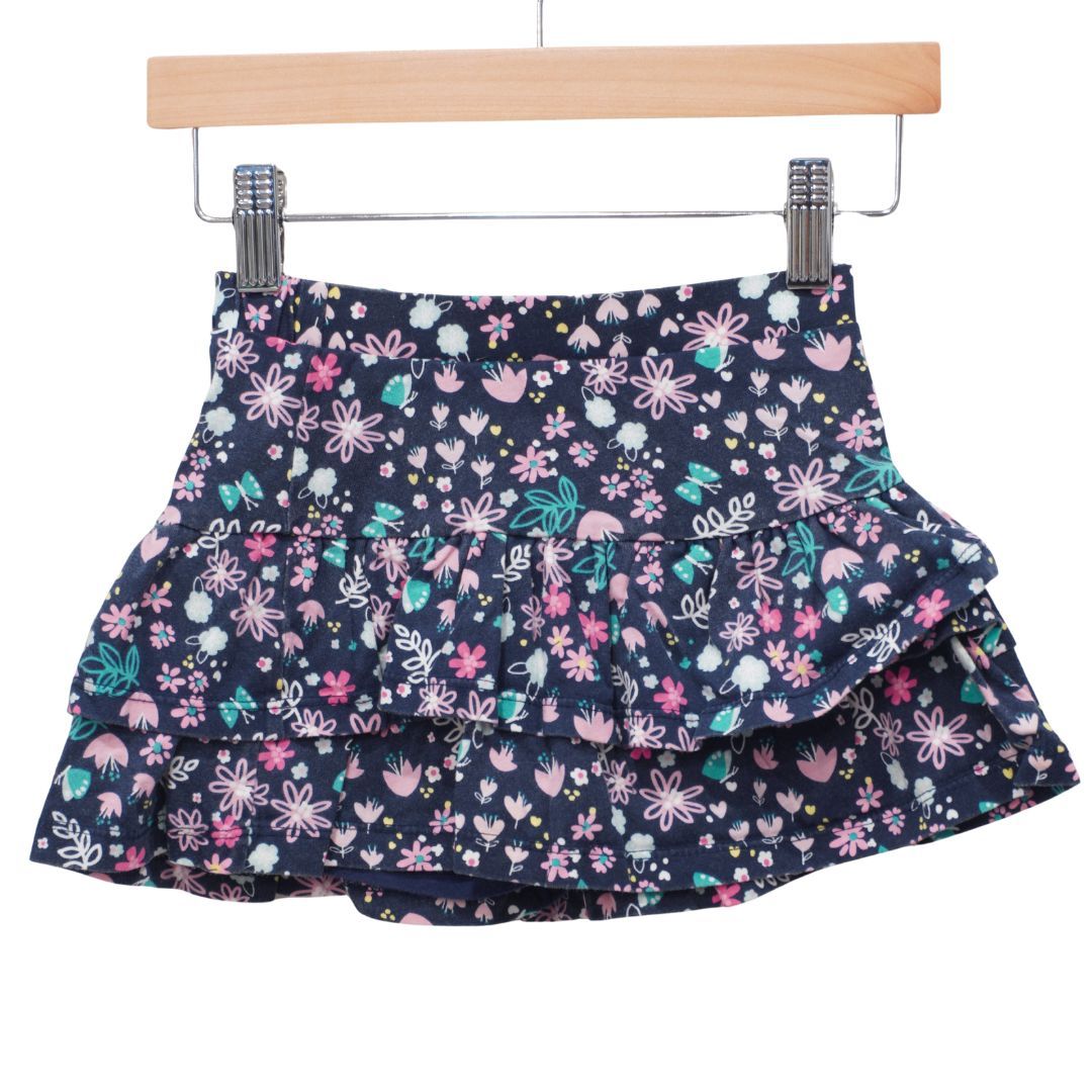 Falda pantalón con estampado floral azul de Jumping Beans, 5T