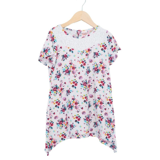 White Wonder Nation Floral Girl's Blouse, 7/8