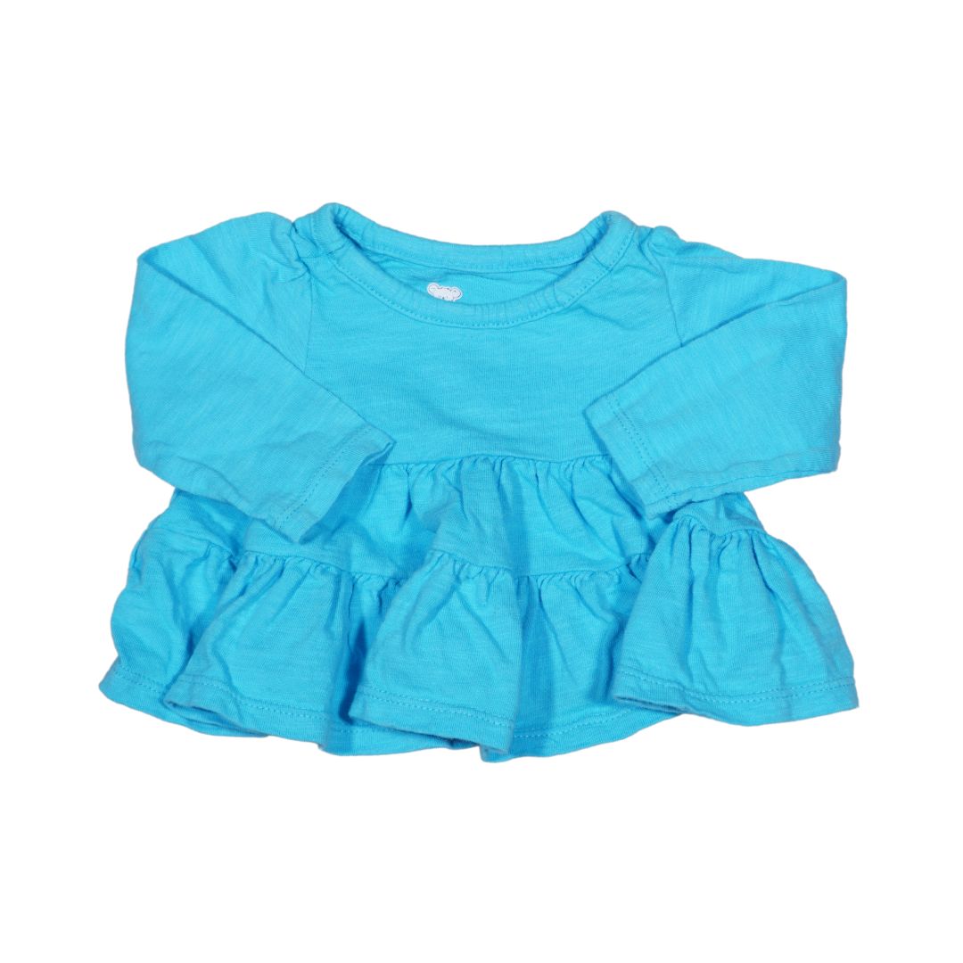 Top peplum de manga larga para bebé con diseño de koala en azul bebé, 0-3 meses