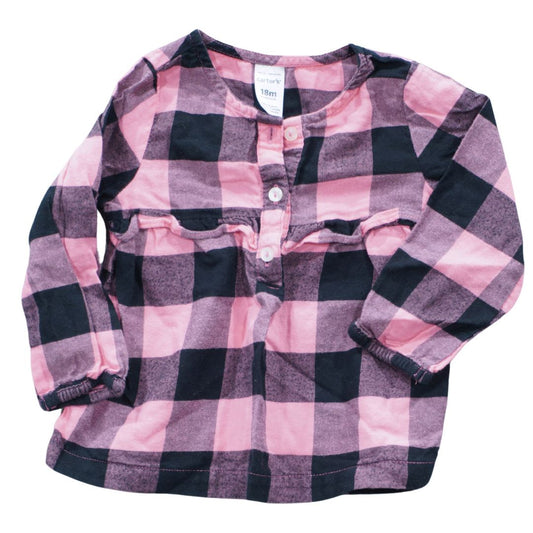 Toddler Pink Carter's Plaid Long-Sleeve Shirt, 18 m