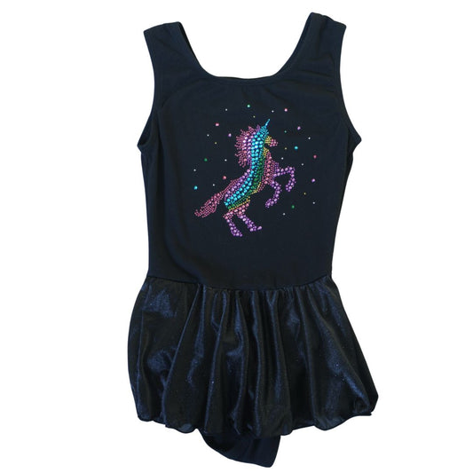 Falda-top con tirantes y unicornio con diamantes de imitación de Jacques Moret para niños, color negro, 8/10