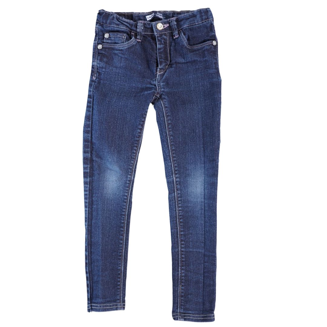 Pantalones vaqueros ajustados elásticos con lavado oscuro y bolsillo de mariposa de Levi's para niños - 6X