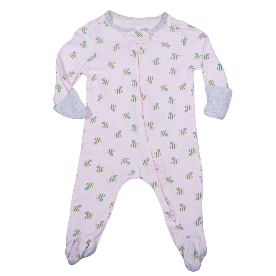 Baby Pink Cloud Island Bees Footed Pajama, 0-3 m