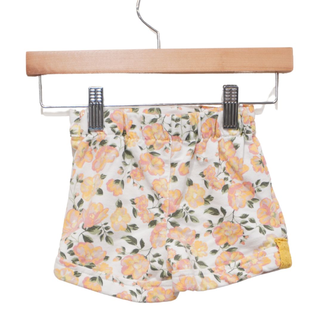 Pantalones cortos con estampado floral amarillo, 18 m