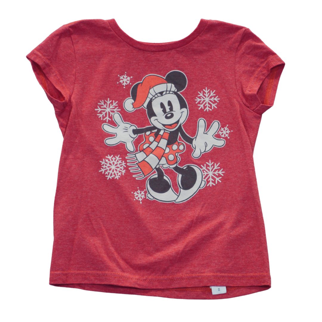 Kid's Red Disney Minnie Mouse Christmas T-shirt, XS