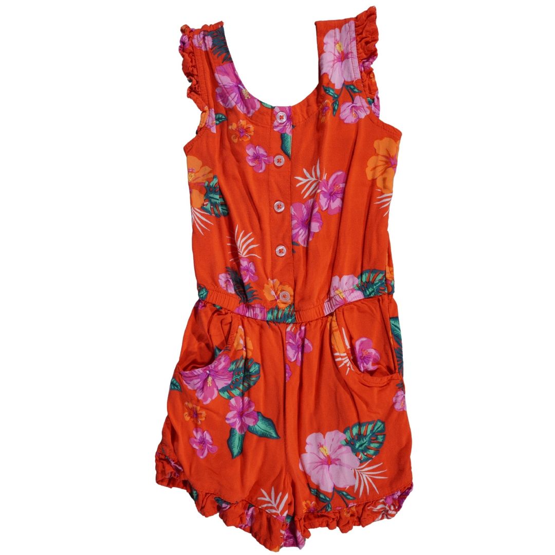 Mono con estampado floral Worder Nation para niños, talla XS, color rojo