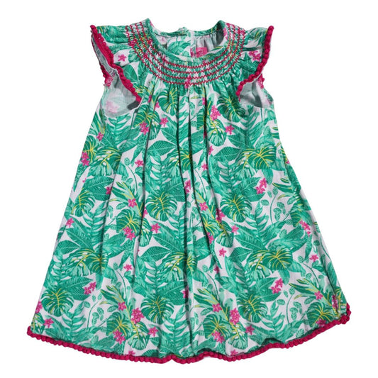 Vestido infantil Good Lad con estampado floral verde, 5T