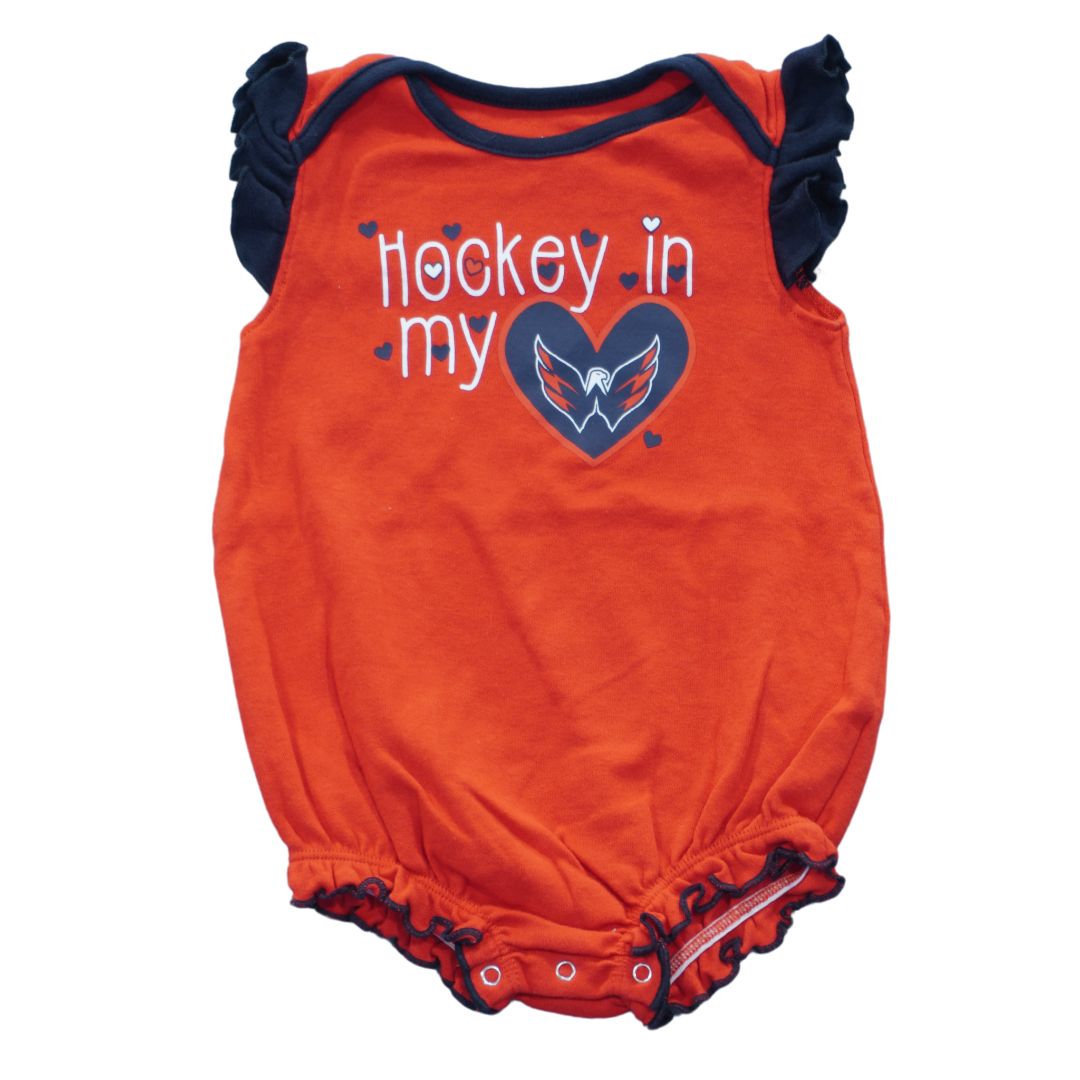 Baby Red NHL Hockey Capitals Team Romper, 6-9 m